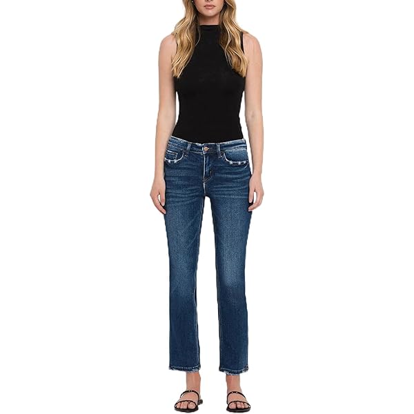 Flying Monkey - Mid Rise Distressed Hem Ankle Bootcut Jean - F5011